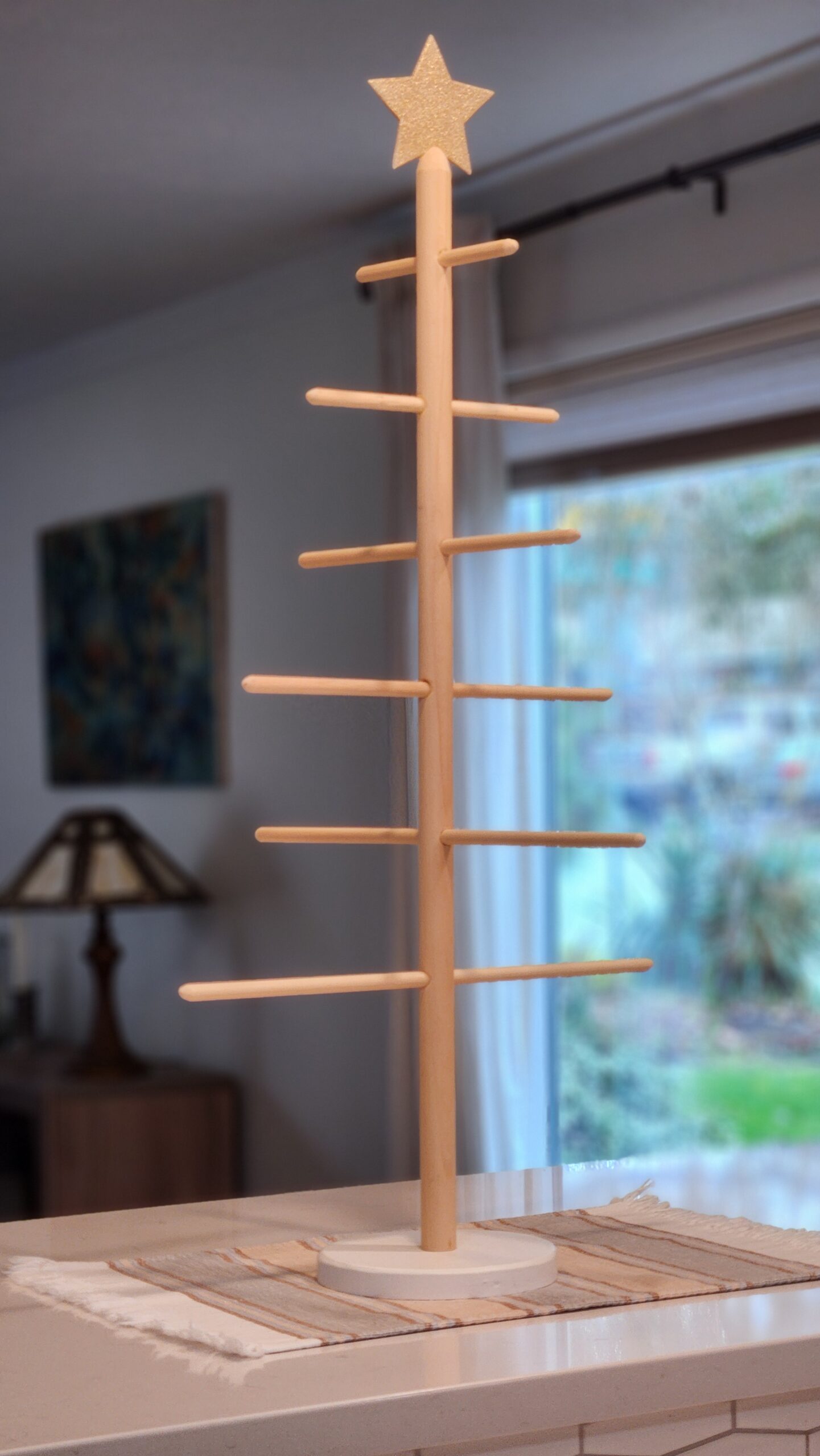 Table Top Dowel Tree with Golden Star Topper