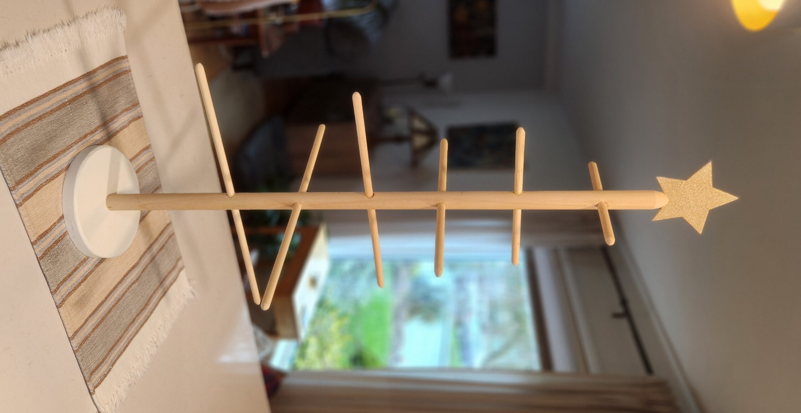 Table Top Dowel Tree with Golden Star Topper