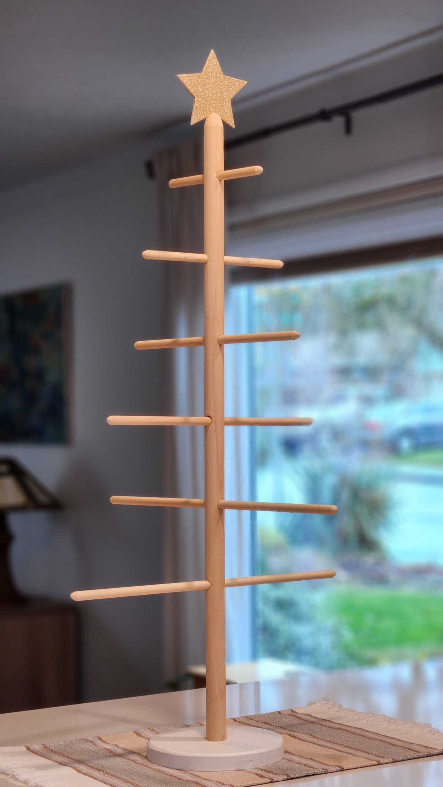Table Top Dowel Tree with Golden Star Topper