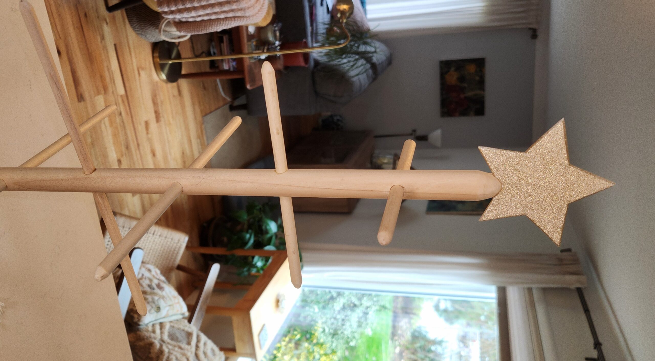 Table Top Dowel Tree with Golden Star Topper