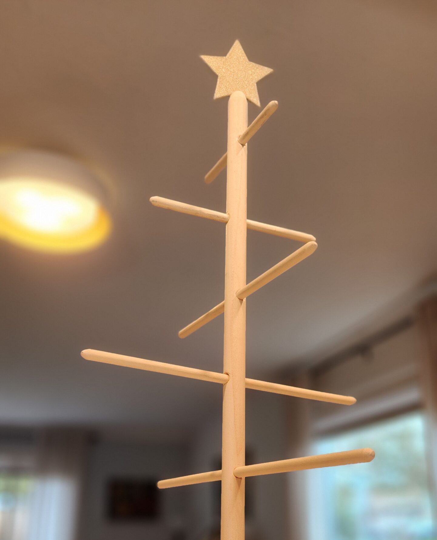 Table Top Dowel Tree with Golden Star Topper