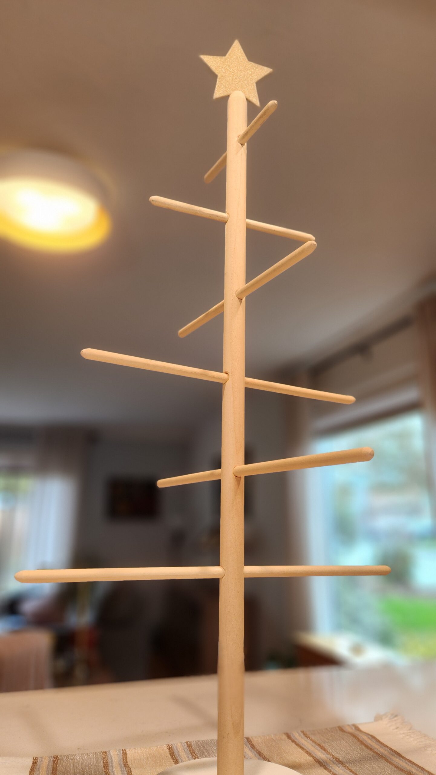 Table Top Dowel Tree with Golden Star Topper